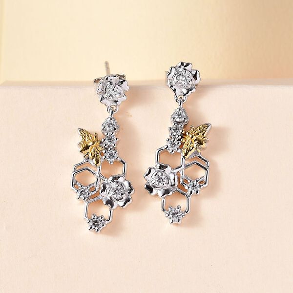 J Francis gefertigt mit SWAROVSKI - Zirkonia Ohrringe 925 Silber Rhodiniert und 750 Gelbgold Vermeil image number 2