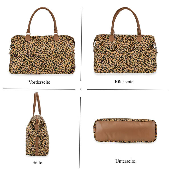 Weekender-Tasche aus supersoftem Mikroflanell und Kunst-Leder mit Leopardenmuster und verstellbarer Riemen, 54 x 37 x 18 cm image number 4