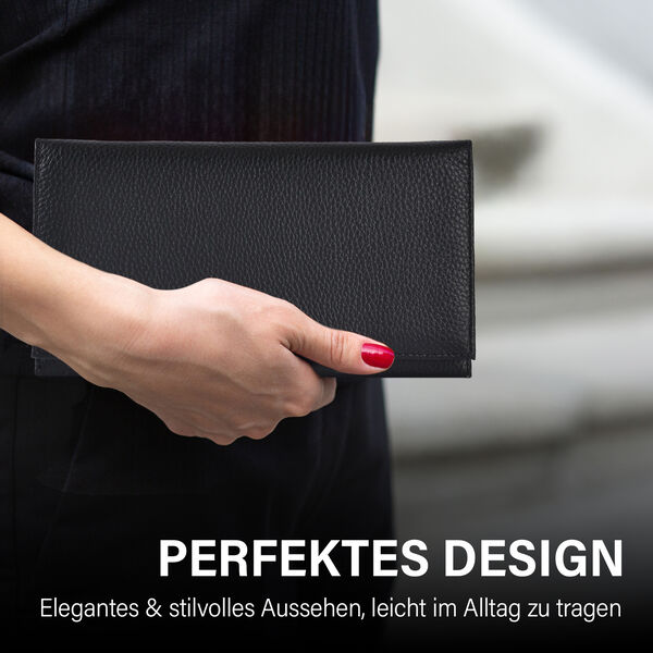 SENCILLEZ: Reise-Etui aus echtem Leder mit RFID Schutz, schwarz image number 2