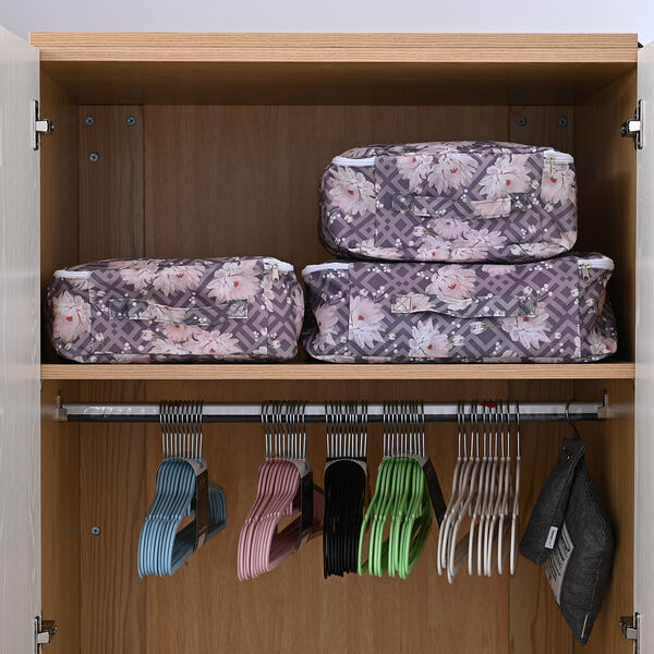 Serenity Night: 3er-Set Fenster-Aufbewahrungstasche, 29x20x13 cm, 30x27.5x13 cm, 40x30x13.5 cm, dunkelgrau image number 1