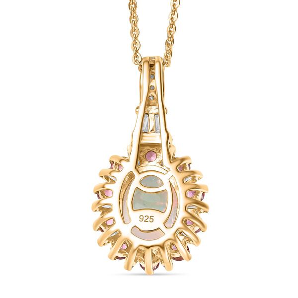 AA äthiopischer Welo Opal Rosa Turmalin und Moissanit Anhänger mit 50cm Kette und Ring image number 6