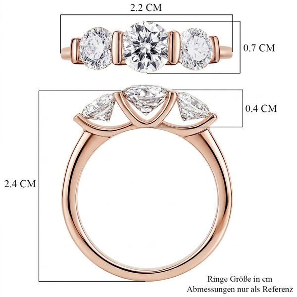 D'Joy Moissanit Ring 925 Silber 750 Ros&eacute;vergoldet (Gr&ouml;&szlig;e 20.00) ca. 1,80 ct image number 6