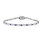 Weißer Zirkon, Tansanit Armband ca. 20 cm 925 Silber rhodiniert ca. 7,10 ct.