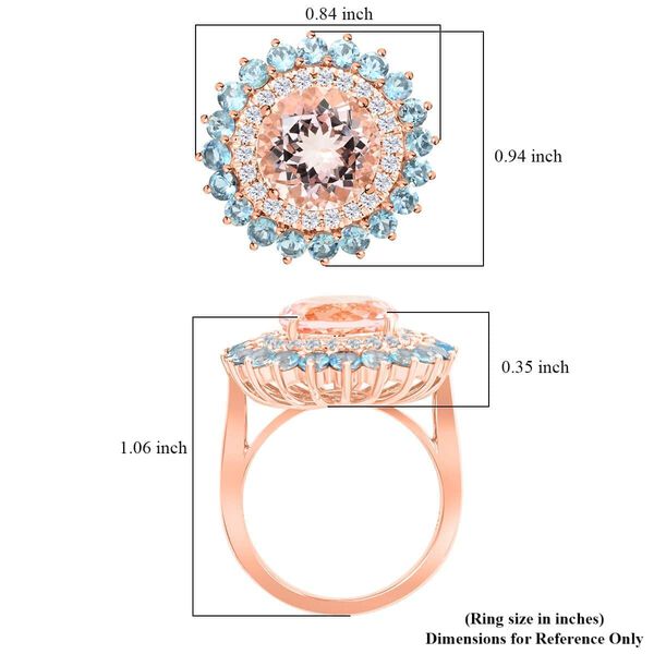 LUXORO AAA Rosa Morganit, Santamaria Aquamarin und Diamant Ring in 585 Ros&eacute;gold - 5,15 ct. image number 5