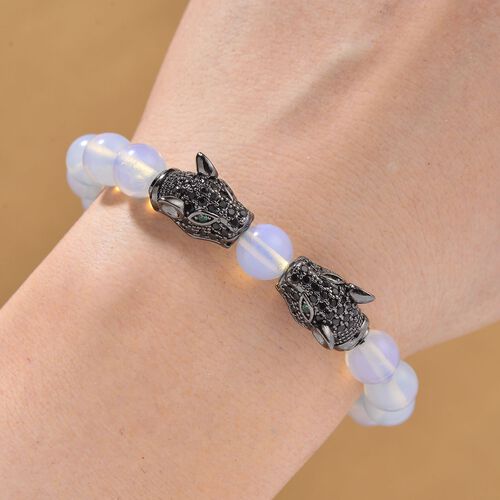 Opalite, Schwarzer Zirkonia Armband, Flexibles, Messing Schwarzes Rhodium image number 1