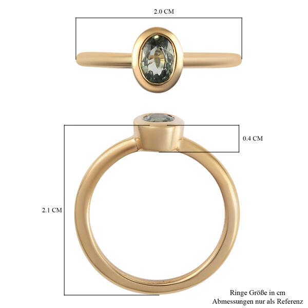 Gr&uuml;ner Saphir Solit&auml;r-Ring, 925 Silber vergoldet, 0,61 ct. image number 7