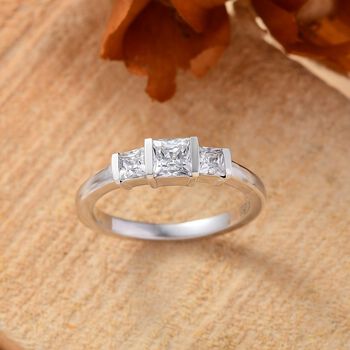 J Francis gefertigt mit SWAROVSKI-  Swarovski Zirkonia Ring, 925 Silber rhodiniert