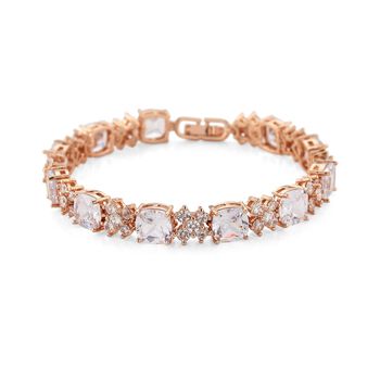 Wei&szlig;es Zirkonia 19cm XOXO Armband in Ros&eacute;goldton