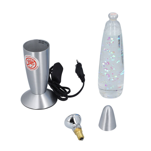 HOMESMART - dekorative Glitzerlampe mit entspannendem Lichtspiel, H&ouml;he 33,5 cm, Transparent image number 5