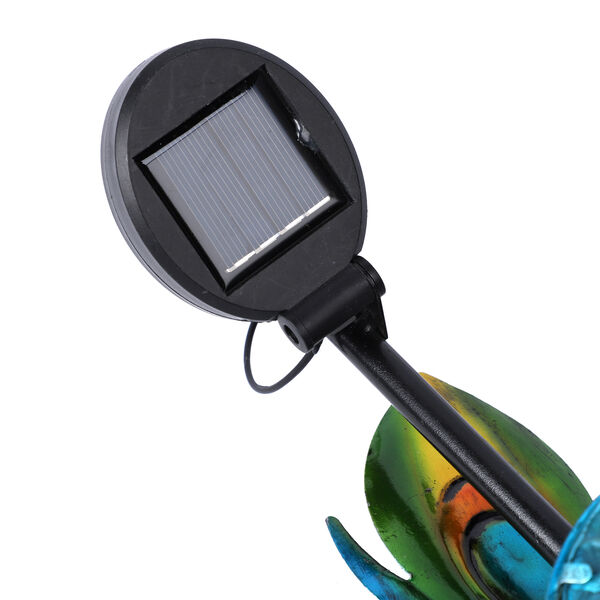 Handbemaltes Windrad Pfau mit Solarlicht, Größe 25x15x117 cm, Mehrfarbig image number 5