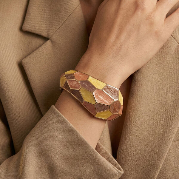 Emaille-Armreif im Facetten-Design, ca. 18 cm, Himmelblau image number 3