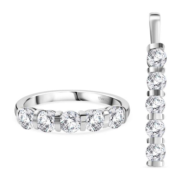 D'Joy Moissanit Schmuckset, 925 Silber rhodiniert - 2,26 ct.