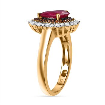 AA Afrikanischer Rubin, wei&szlig;er und nat&uuml;rlicher Champagner Zirkon Ring - 2,31 ct.