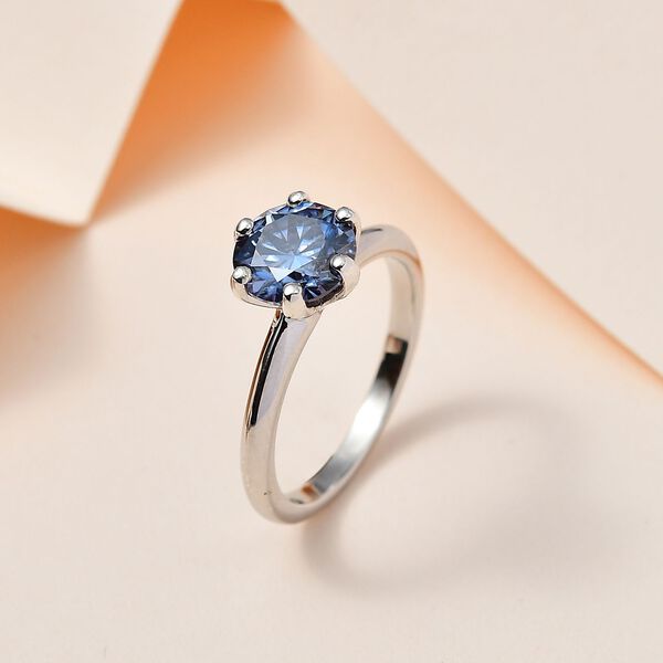 Blauer Moissanit-Ring - 1,45 ct. image number 2