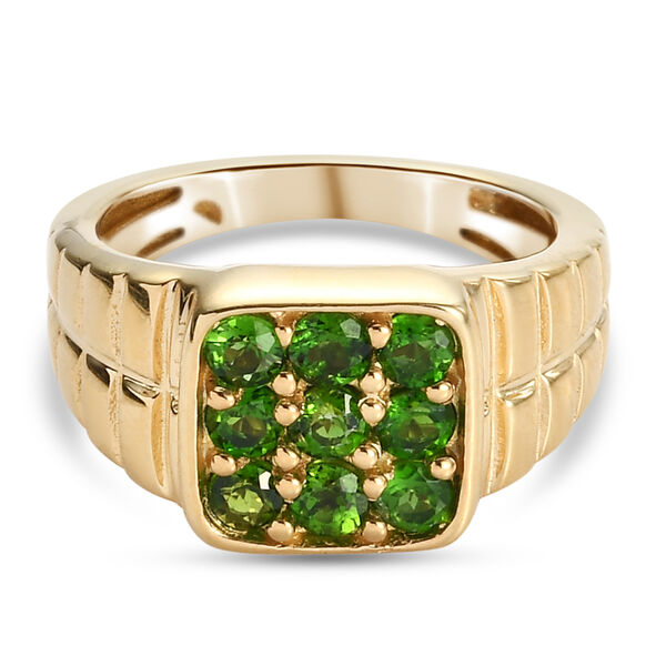 Nat&uuml;rlicher Chromdiopsid Ring 925 Silber vergoldet  ca. 0,86 ct