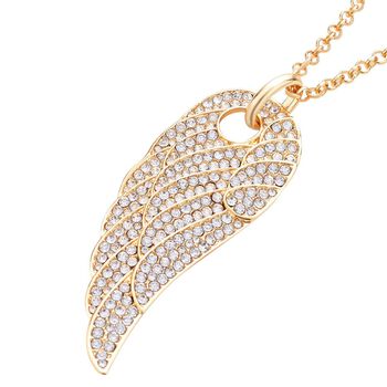 Wei&szlig;er Kristall Fl&uuml;gel-Anh&auml;nger mit Kette - 10 ct.