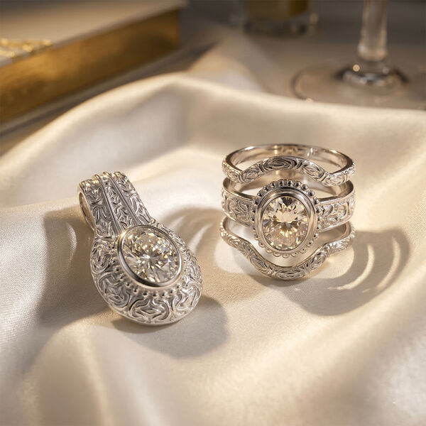 D'Joy Royal Bali- Moissanit Ringe und Anh&auml;nger in 925 Silber image number 1