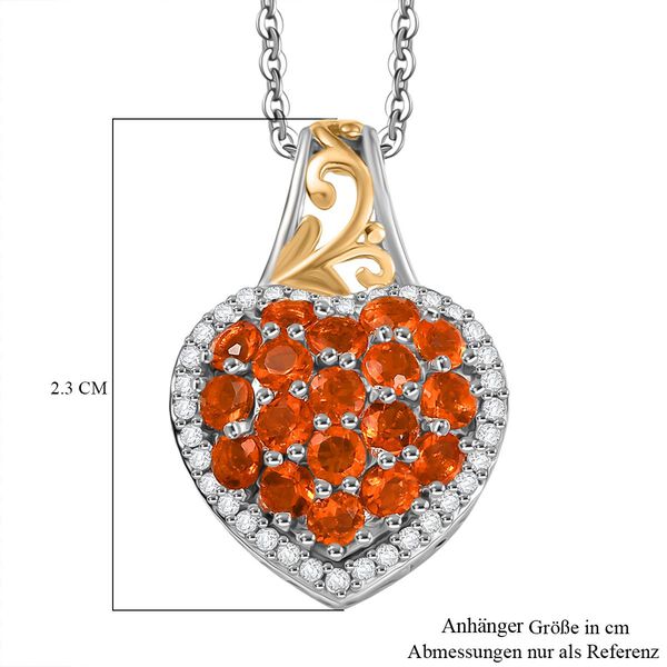 D'Joy AA Salamanca Feueropal, Weißer Zirkon Schmuckset ca. 50 cm 925 Silber rhodiniert, 925 Silber Rhodiniert und 750 Gelbgold Vermeil ca. 1.22 ct image number 6