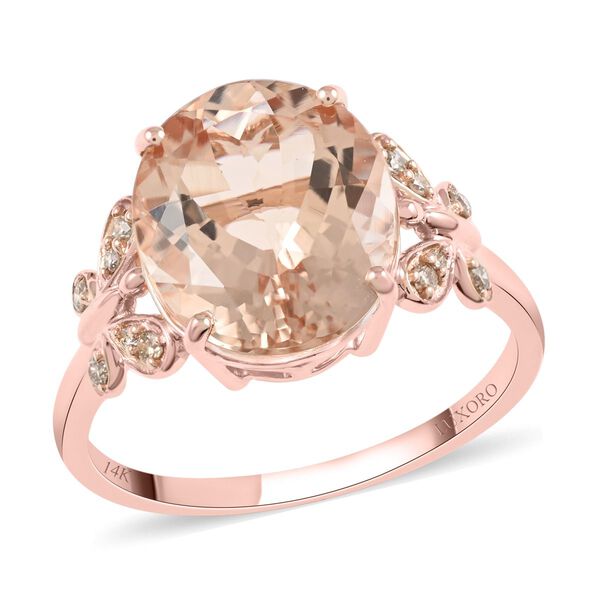 LUXORO AAA Marropino Morganit und Diamant Ring in 585 Roségold - 4,40 ct. image number 0