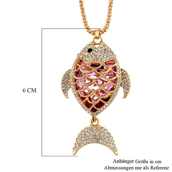 Mehrfarbiger Kristall Anh&auml;nger mit Kette ca. 63.5 cm + 5 cm Extender, Legierung Gelb image number 6