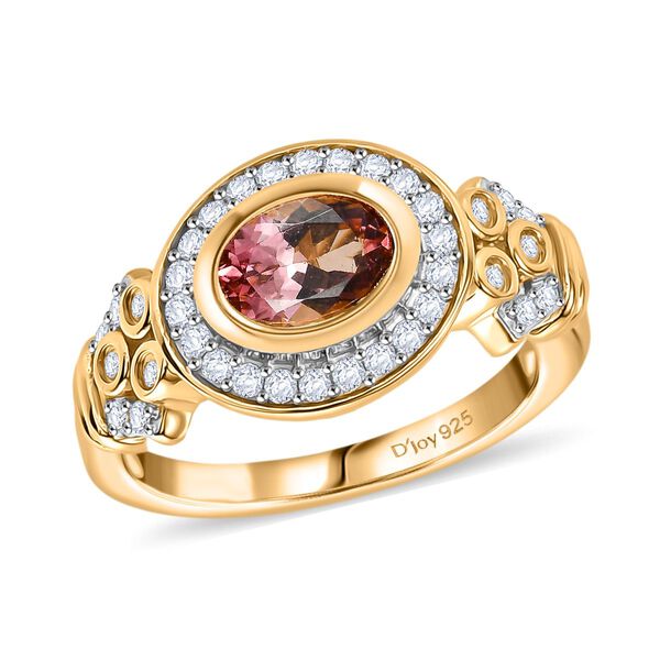 MÜNCHEN CLOSE OUT - D'Joy AA Cruzeiro Blush Turmalin, Moissanit Ring 925 Silber 750 Gelbgold Vermeil (Größe 17.00) ca. 1.15 ct image number 3