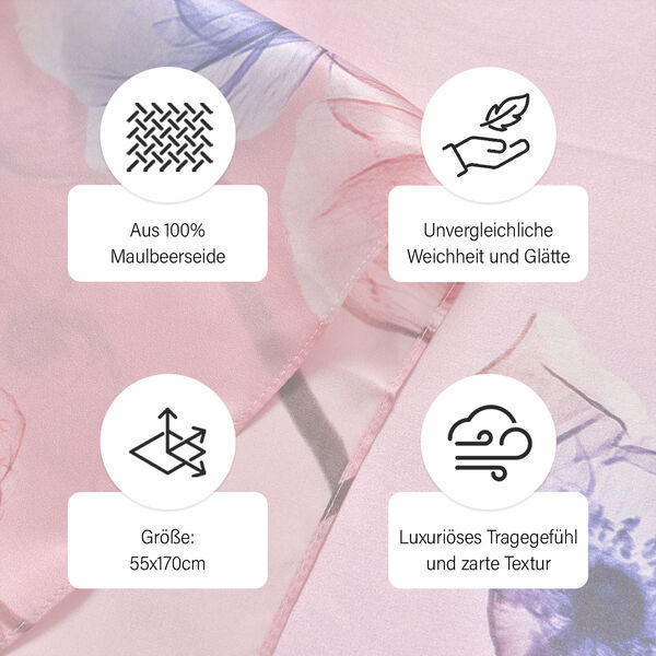 LA MAREY – Schal aus Maulbeerseide, Mohnblumen-Muster image number 4