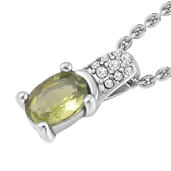 3er Set - Natürlicher Peridot-Anhänger mit Kette und Ring, Edelstahl, ca. 0.60 ct image number 7