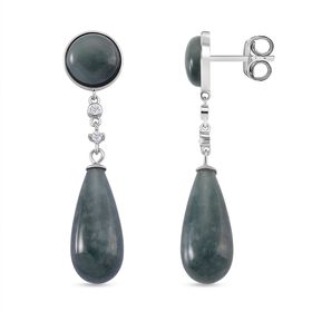 EXTREM SELTEN - Natürlicher Olmek Jadeit Ohrringe 925 Silber rhodiniert ca. 50.00 ct EXTREM SELTEN - Natürlicher Olmek Jadeit Ohrringe 925 Silber rhodiniert ca. 50.00 ct