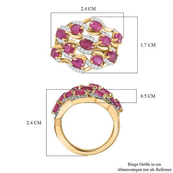Afrikanischer Rubin (Fissure gefüllt) Ring, 925 Silber Gelbgold Vermeil (Größe 18.00) ca. 3.54 ct image number 7