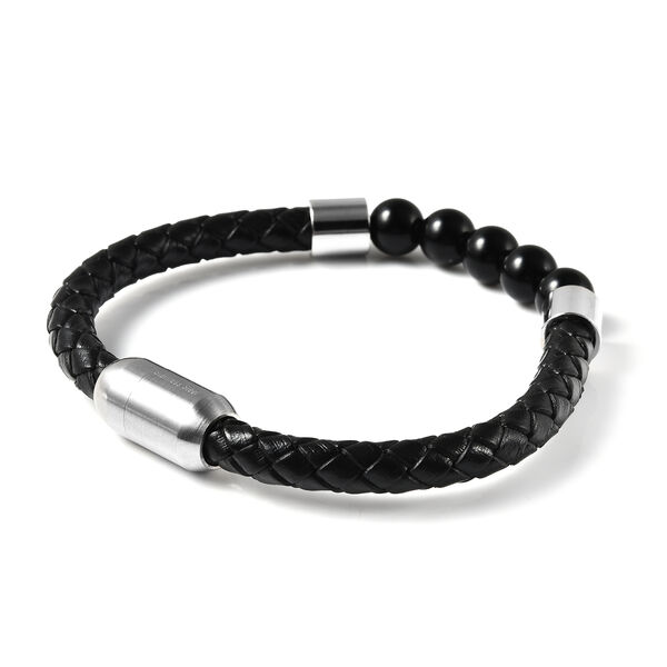 Lapislazuli-Leder Herren Armband, 20 cm lang, Edelstahl ca. 17,50 ct image number 4