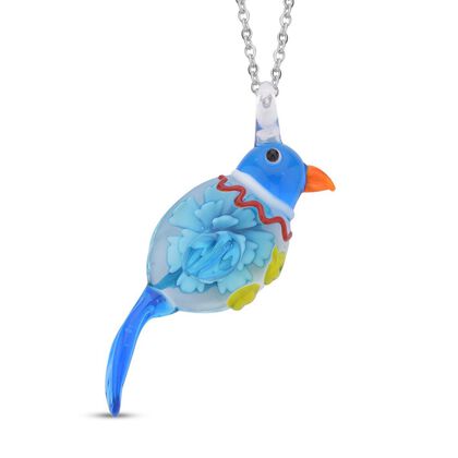 Mehfarbiger Anh&auml;nger im Murano-Stil Glas mit 60cm Kette, Papagei Design