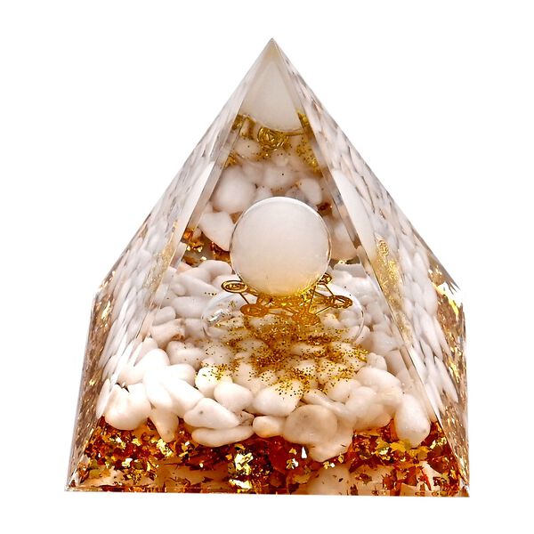 LIVMORE Kristall Pyramide Dekoration aus Kristall und Resin, 6cm, Wei&szlig;