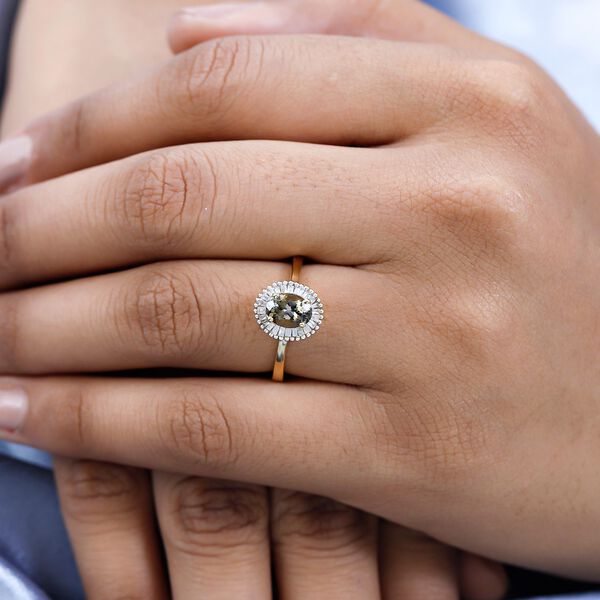 AA nat&uuml;rlicher goldener Tansanit und Diamant-Ring - 0,99 ct. image number 2