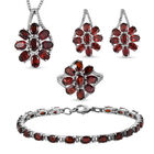 Roter Granat Schmuckset Edelstahl ca. 30.15 ct