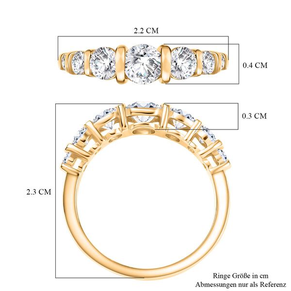 Moissanit Ring, 925 Silber 750 Gelbgold Vermeil - 1,12 ct. image number 7