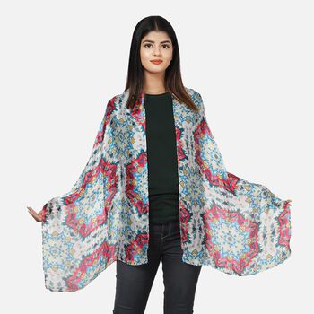 100% nat&uuml;rlicher Satin Seiden Schal, Mandala Muster, Rot