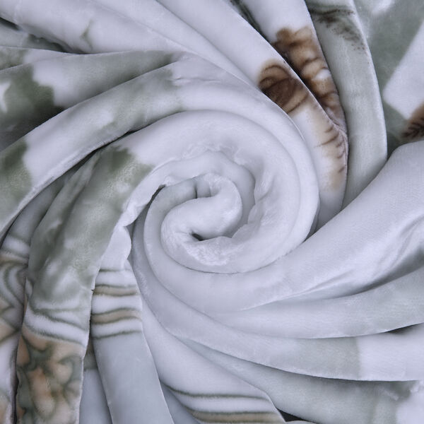 SERENITY NIGHT: Superweiche, schwere Bettdecke, Magnolienmuster, Blau-Wei&szlig; image number 4