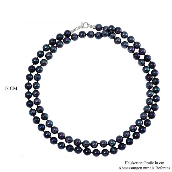 Pfauenfarbene Muschelkernperlen Halskette, 100 cm image number 5