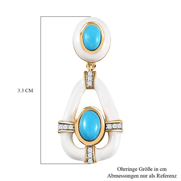 Amerikanische nat&uuml;rliche, AA Sleeping Beauty T&uuml;rkis Ohrringe 925 Silber Gelbgold Vermeil ca. 2.57 ct image number 5