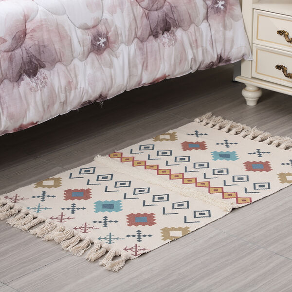 Tufting Teppich mit Quaste, Gr&ouml;&szlig;e: 57x90 cm, Mehrfarbig