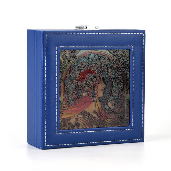 LIVMORE Schmuckbox, mit Glasfenster, 15.5 x 15.5 x 5.5 cm, Blau image number 5