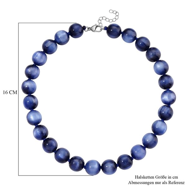 Simuliertes flexibles blaues Katzenauge Armband und 45+5cm Halskette image number 6