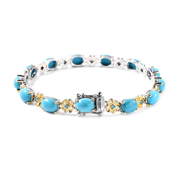 Nat&uuml;rliches Sleeping Beauty T&uuml;rkis-Armband, ca. 20 cm lang, 925 Silber vergoldet ca. 13,89 ct image number 3