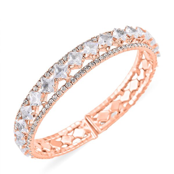 Wei&szlig;er Zirkonia Armreif, Flexibles (ca. 18-19 cm)  Nickelfreies Messing