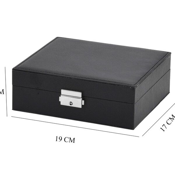 Schmuck Aufbewahrungsbox mit Haken, abschlie&szlig;bar mit Schl&uuml;ssel, 6 F&auml;cher, 19x17x6,8cm, Schwarz image number 9