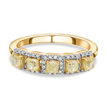 Nat&uuml;rlicher gelber und wei&szlig;er Diamant-Ring, P1 SGL zertifiziert, 585 Gelbgold (Gr&ouml;&szlig;e 17.00) ca. 1.00 ct