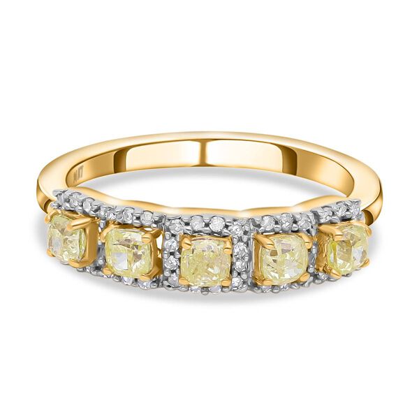 Natürlicher gelber und weißer Diamant-Ring, P1 SGL zertifiziert, 585 Gelbgold (Größe 17.00) ca. 1.00 ct image number 0