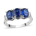 Kaschmir Kyanit und weißer Diamant-Ring, 925 Silber platiniert (Größe 21.00) ca. 3.30 ct