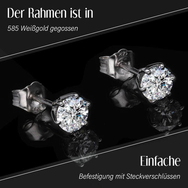 LUXURIANT SI Labor Diamant Ohrringe in 585 Wei&szlig;gold - 1 ct. image number 3