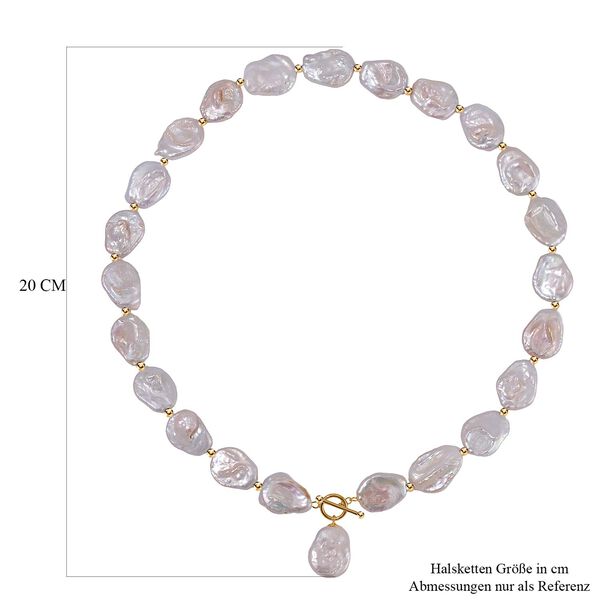 Wei&szlig;e Keshi Perle Halskette ca. 50 cm 925 Silber vergoldet image number 5